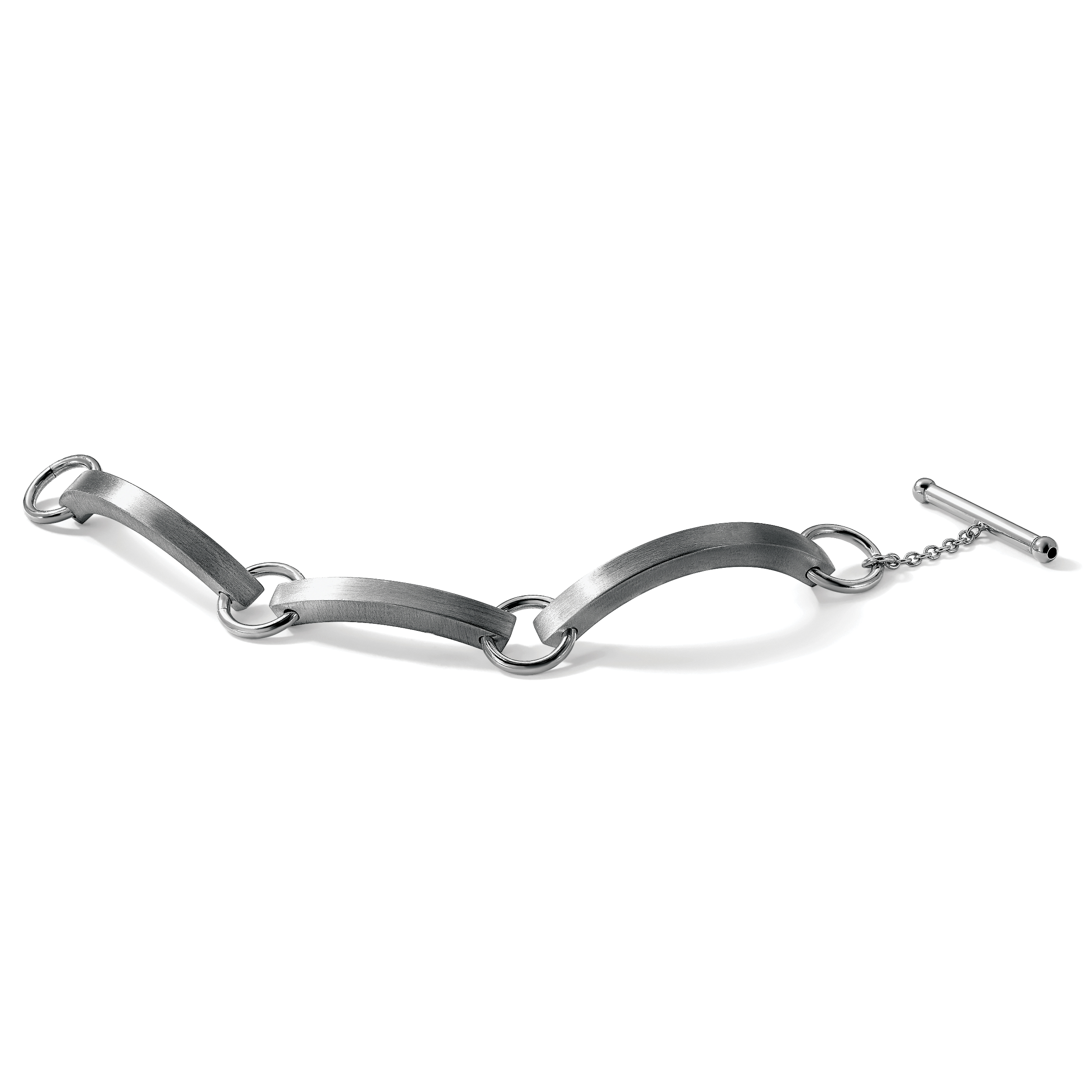Sterling Silver Black Plate Vicenza Staus Link Bracelet Secondary image