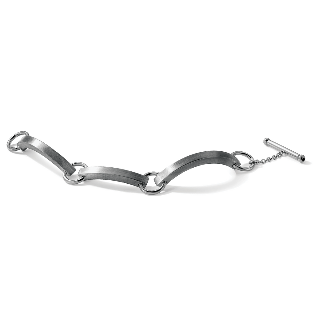 Sterling Silver Black Plate Vicenza Staus Link Bracelet