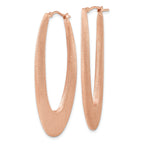 Sterling Silver Rose Gold-plated Elongated Brushed Oval Hoops