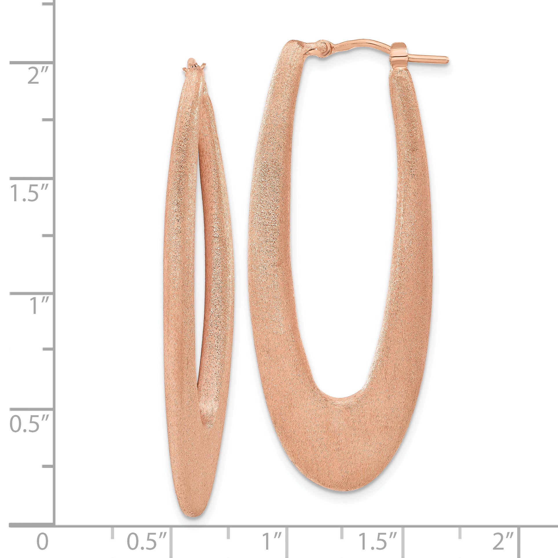 Sterling Silver Rose Gold-plated Elongated Brushed Oval Hoops