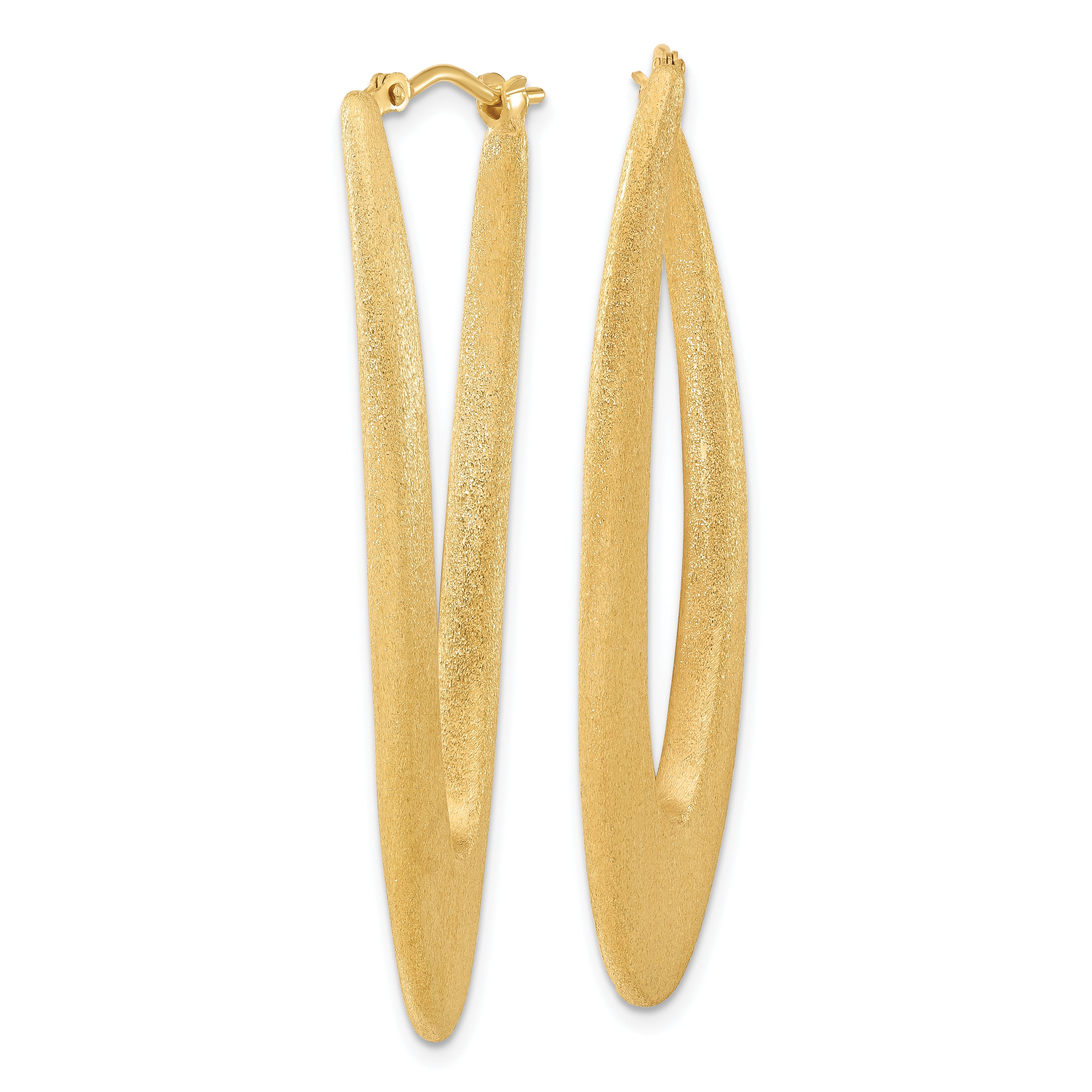 Sterling Silver Gold-Plated Brushed Oval Elongated Hoop Earrings for Women