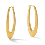 Sterling Silver Gold-Plated Brushed Oval Elongated Hoop Earrings for Women