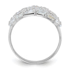 Sterling Silver Rhodium-plated Oval Baguette Crystal Size 7 Ring