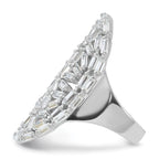 Sterling Silver Rhodium-plated Oval Baguette Crystal Size 7 Ring