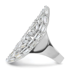 Sterling Silver Rhodium-plated Oval Baguette Crystal Size 7 Ring