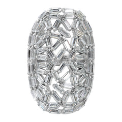 Sterling Silver Rhodium-plated Oval Baguette Crystal Size 7 Ring