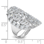 Sterling Silver Rhodium-plated Oval Baguette Crystal Size 7 Ring