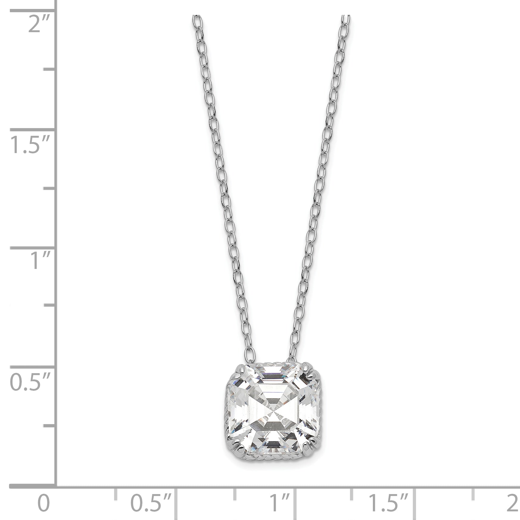Sterling Silver Diamonique Round Pendant on 18 Cable Chain