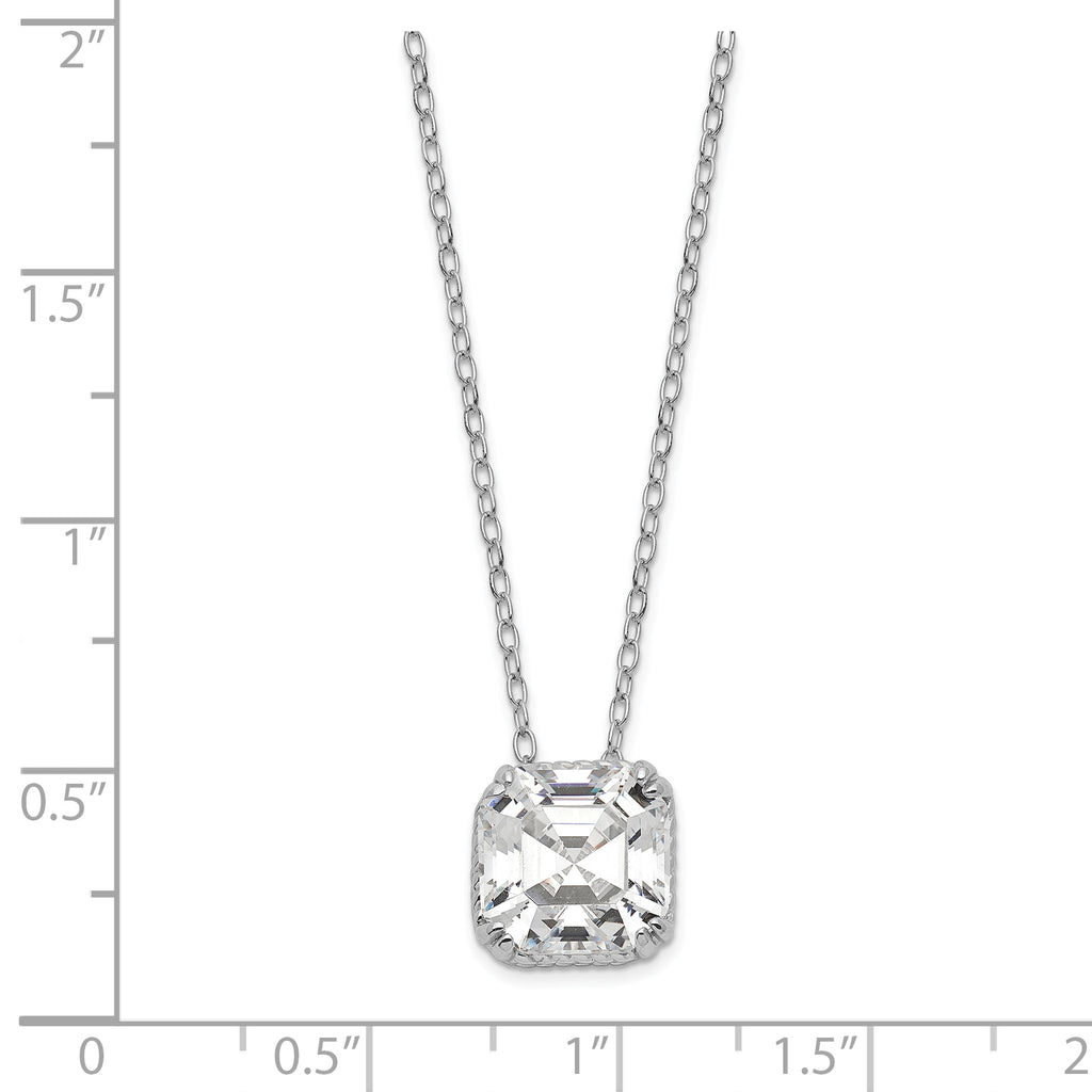 Sterling Silver Diamonique Round Pendant on 18 Cable Chain
