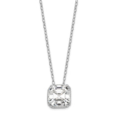 Sterling Silver Diamonique Round Pendant on 18 Cable Chain