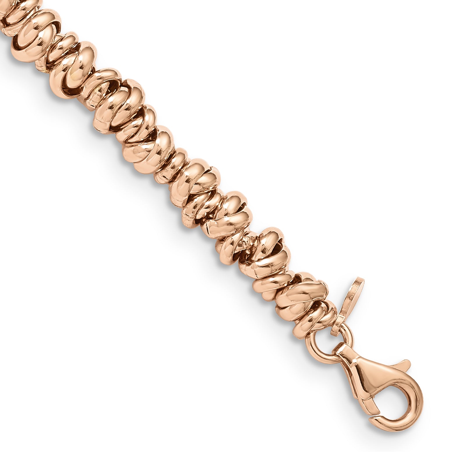 Sterling Silver Rose-tone Love Knot Link Bracelet