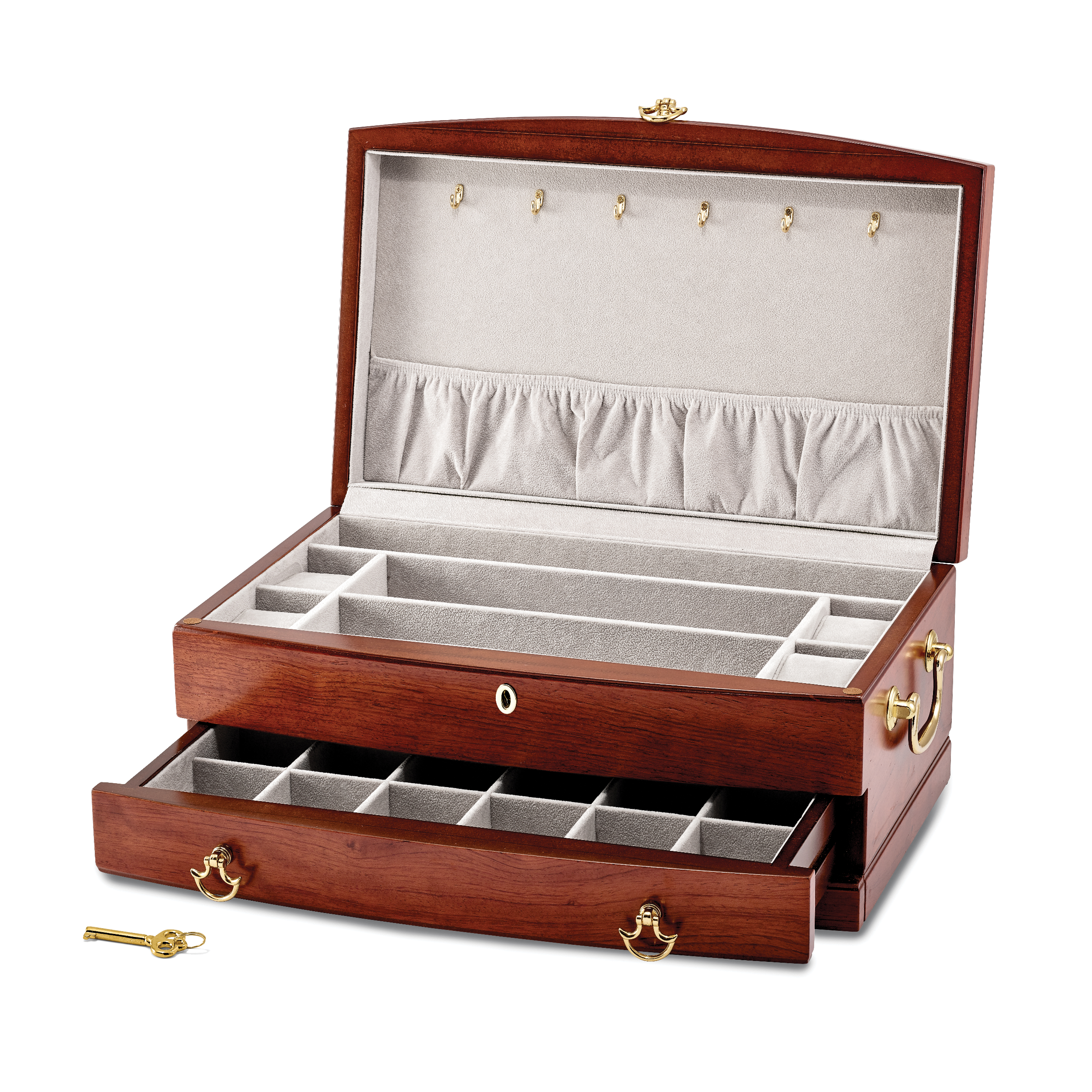 Luxury Giftware by Jere Matte Cherry Finish Bubinga Veneer 1-drawer Locking Wooden Jewelry Chest Secondary image