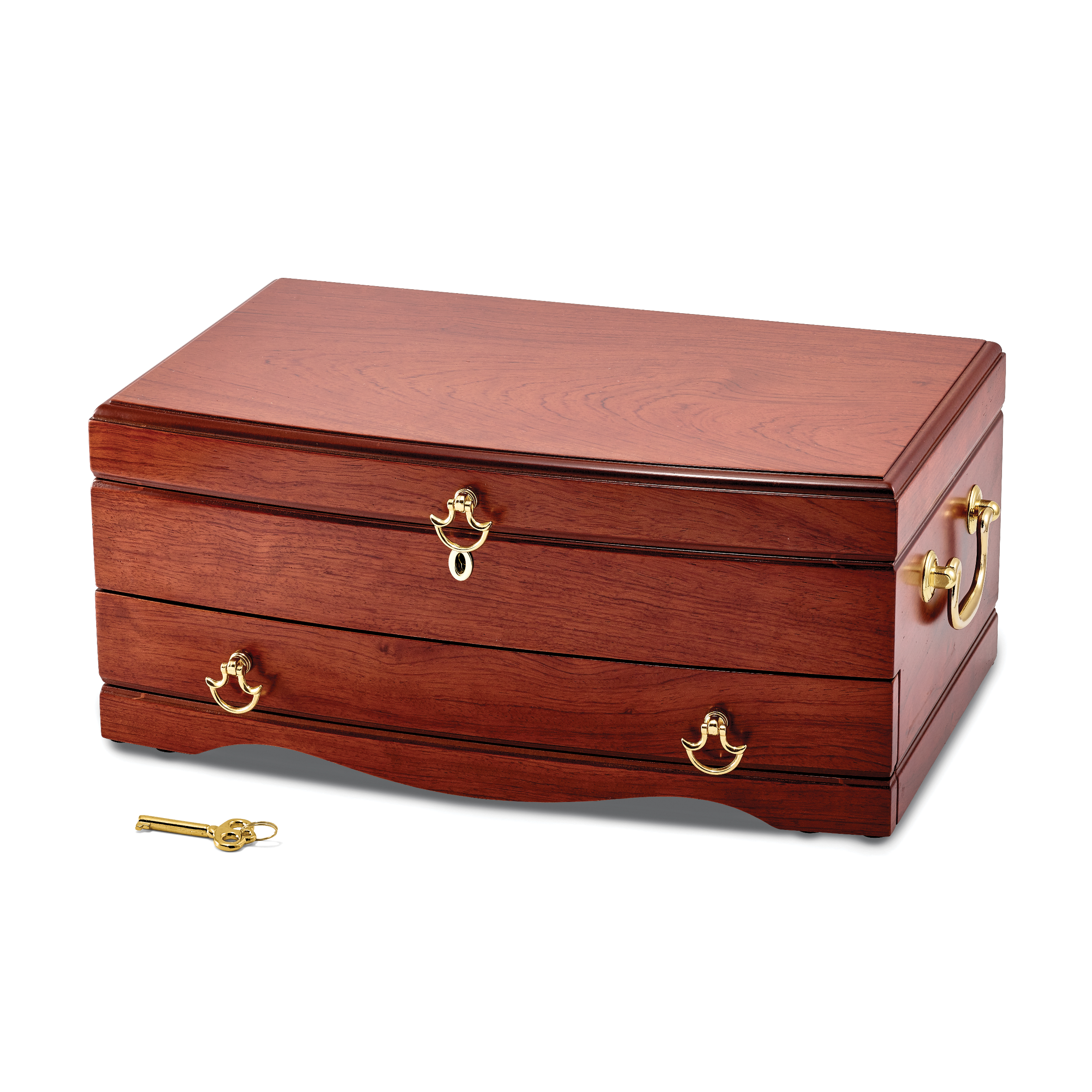 Luxury Giftware by Jere Matte Cherry Finish Bubinga Veneer 1-drawer Locking Wooden Jewelry Chest Main image