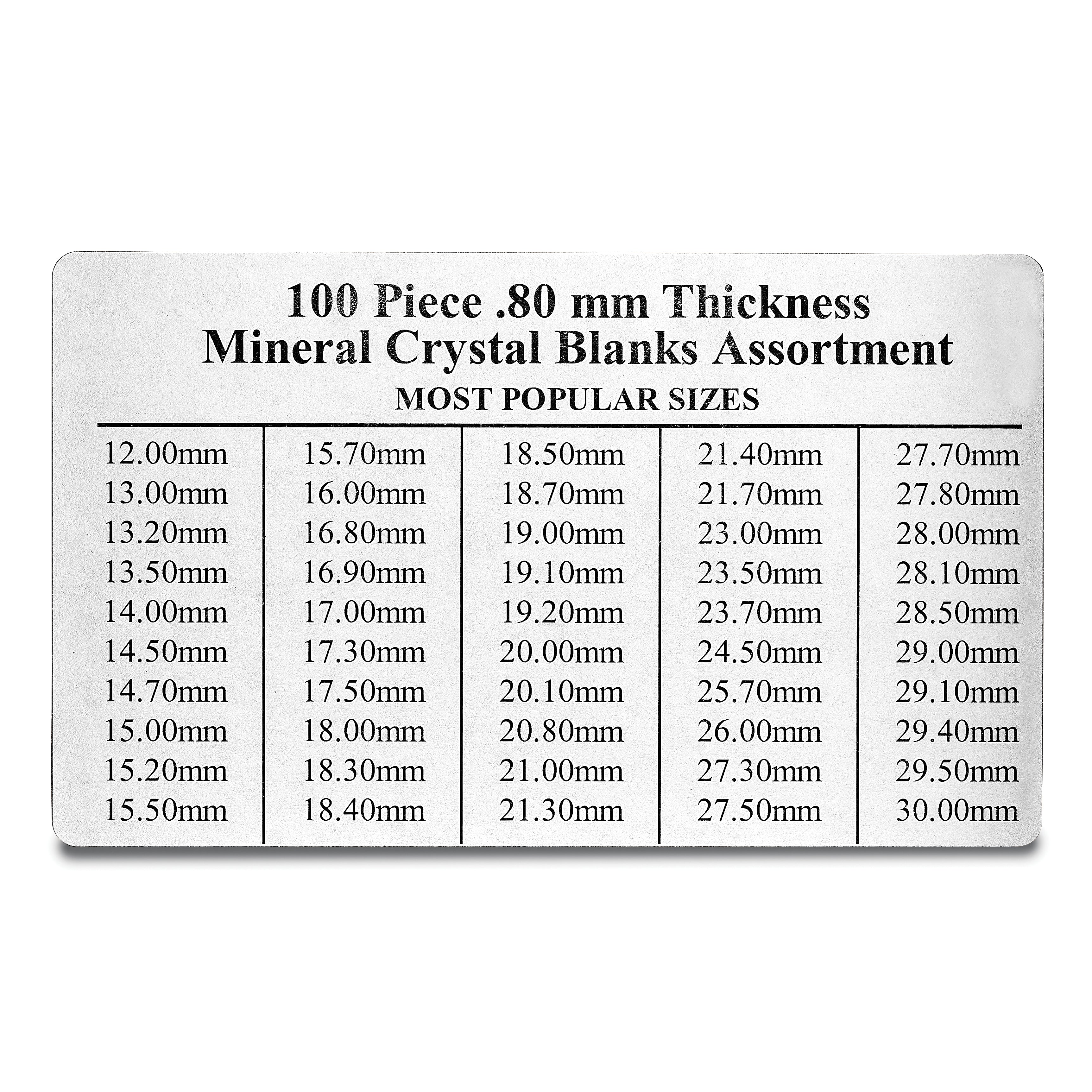 100-piece .80mm Mineral Crystal Blanks Assortment