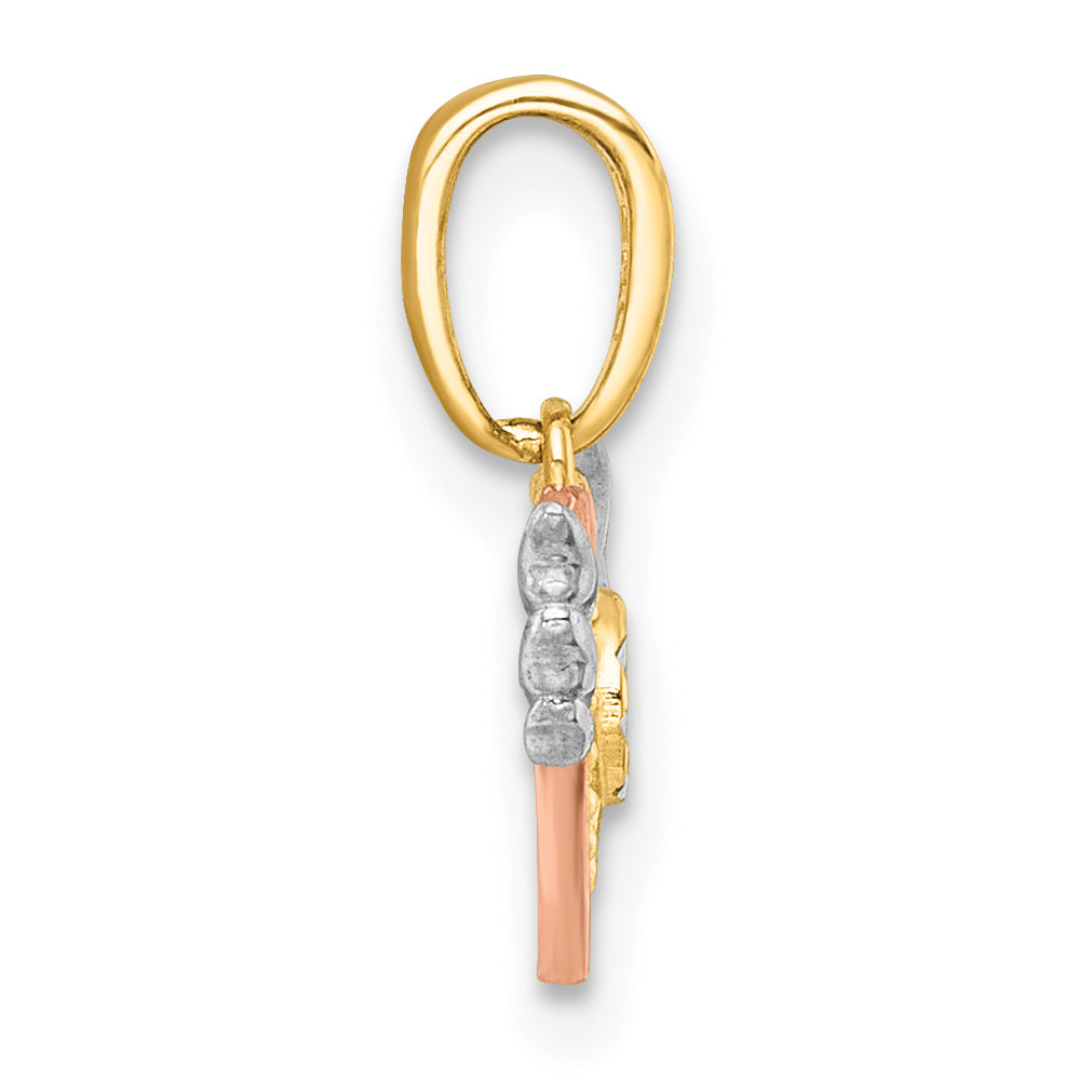 14k with White Rhodium and Rose-tone Heart With Wings Charm