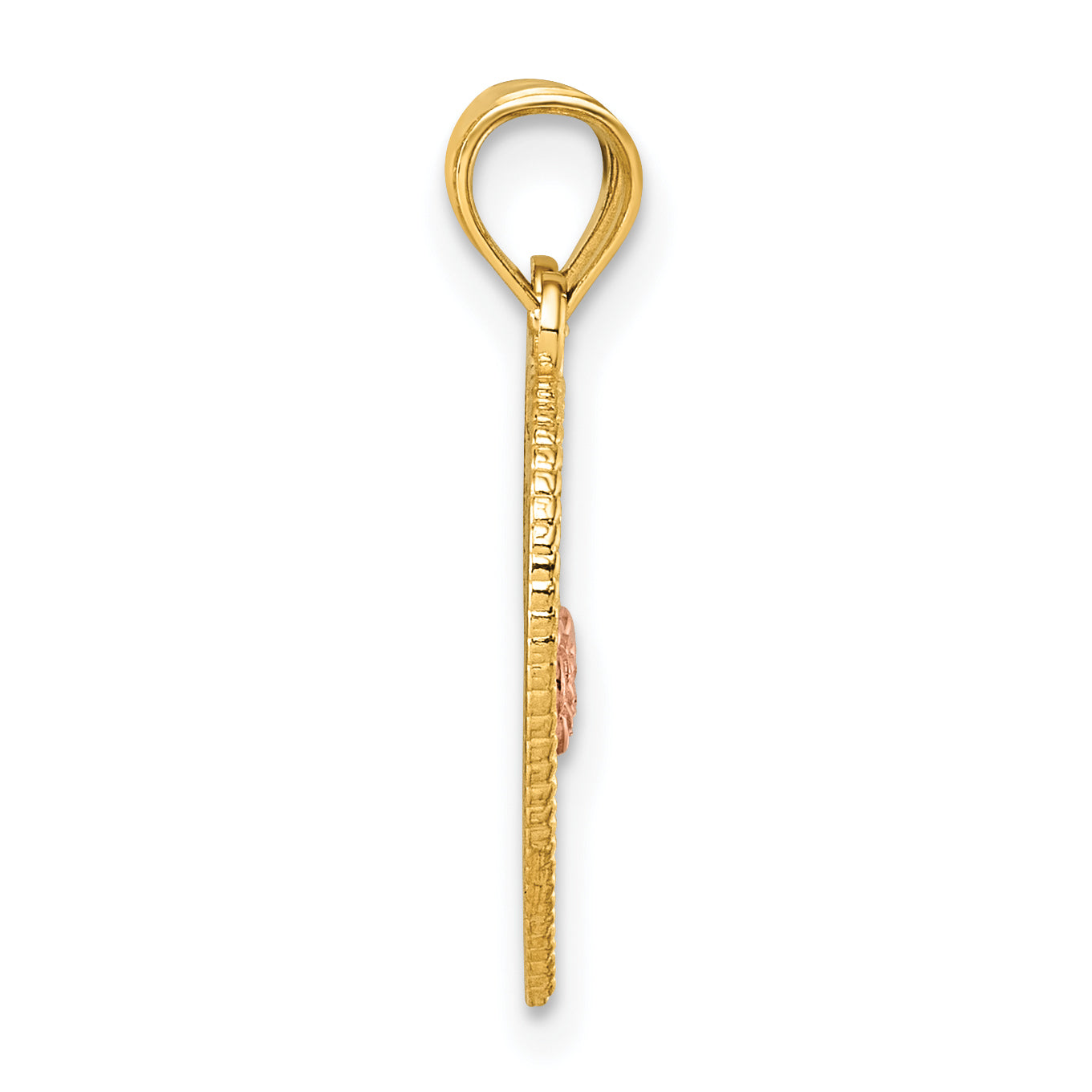 14k Two-tone Polished Break-Apart Heart With TE AMO And Roses Pendant Secondary image