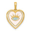 14k with White Rhodium Polished Multi Color Enamel Eye In Heart Charm