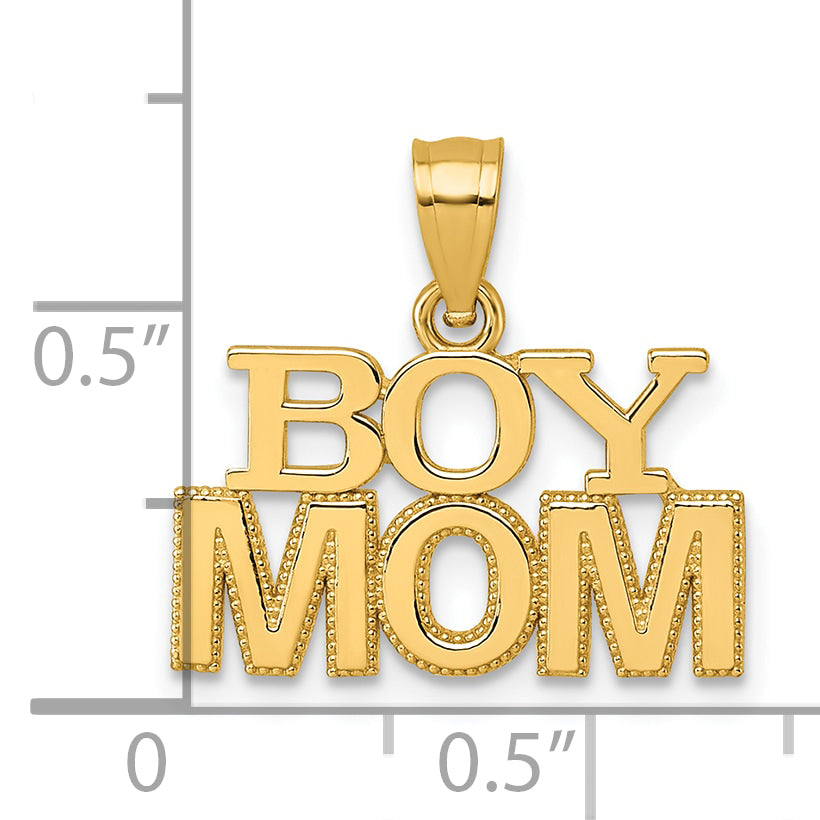 14k Polished BOY MOM Pendant