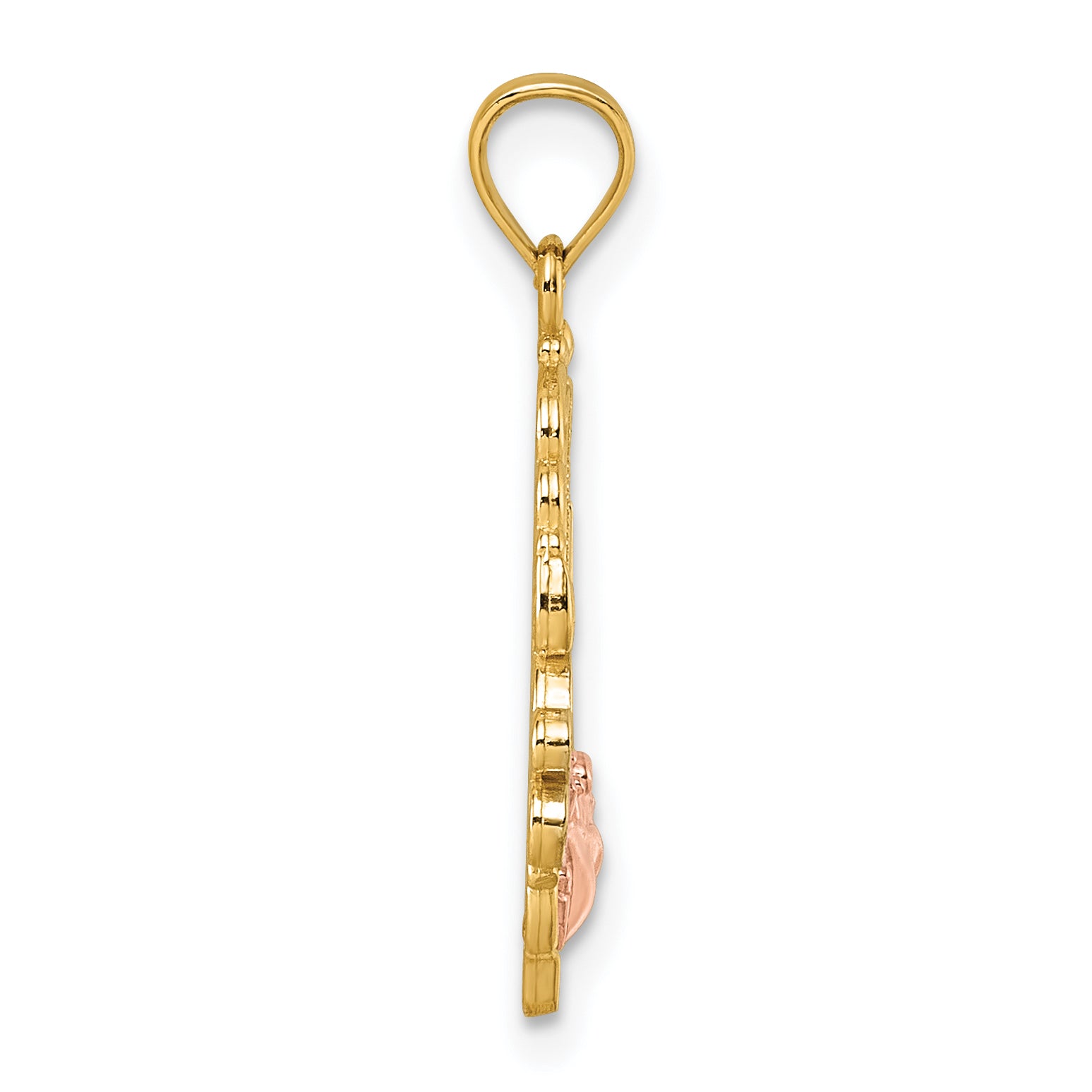 14k Two-tone and White Rhodium Polished GRANDMA Rose Oval Pendant Secondary image
