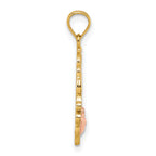 14k Two-tone and White Rhodium Polished GRANDMA Rose Oval Pendant