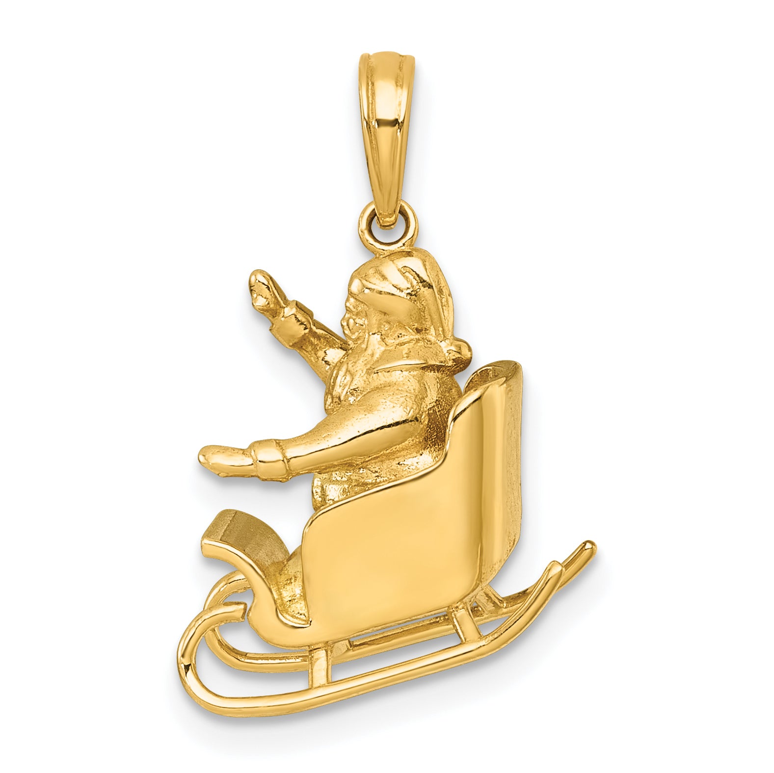 14k Polished 3-D Waving Santa In Sleigh Charm Main image