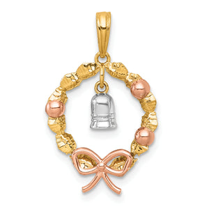 Wreath & Dangle Bell Charm in 14K Two-Tone Gold, 26mm - Sophia Jewelers