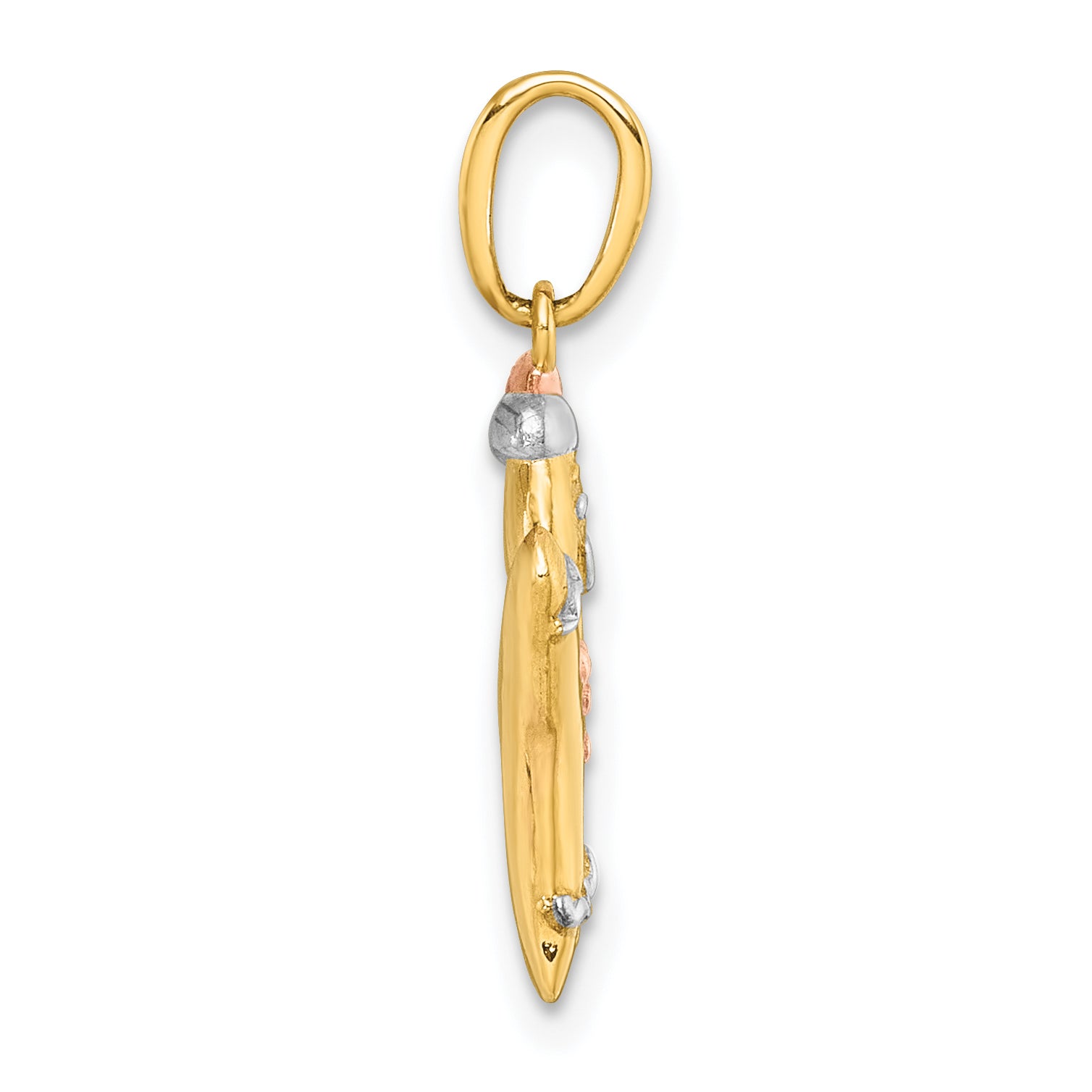 14k with White Rhodium and Rose-plating Polished Gingerbread Man Charm Secondary image