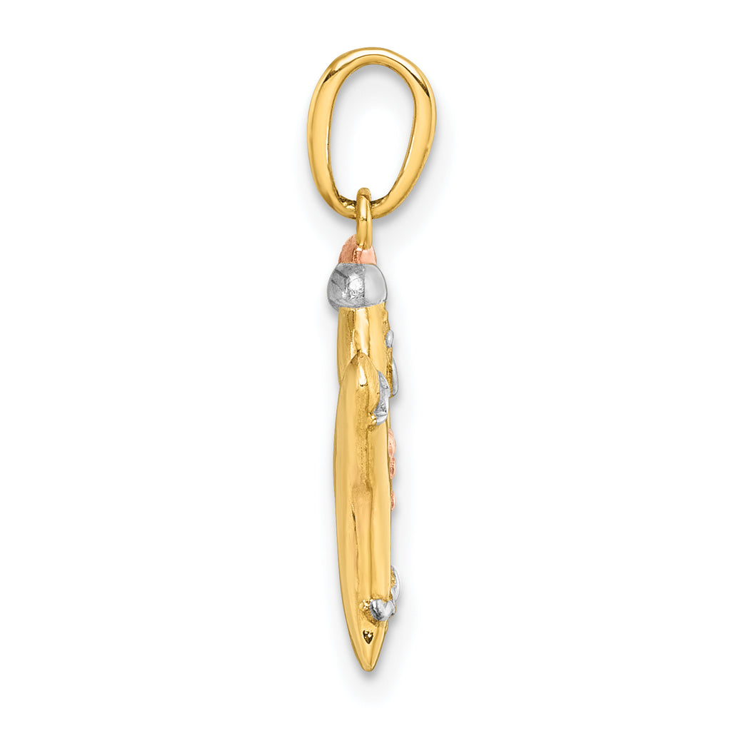 14k with White Rhodium and Rose-plating Polished Gingerbread Man Charm