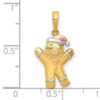 14k with White Rhodium and Rose-plating Polished Gingerbread Man Charm
