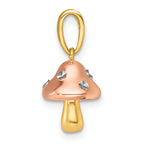 14k with White Rhodium and Rose-plating Polished 3-D Mushroom Charm