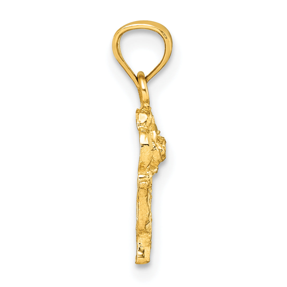 14k Polished Diamond-cut Rose Charm Pendant Secondary image