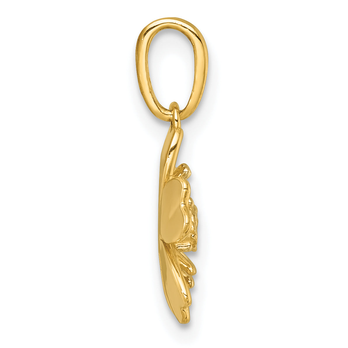14k with White Rhodium Polished Blooming Flower Charm