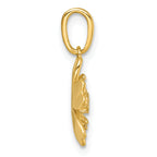 14k with White Rhodium Polished Blooming Flower Charm