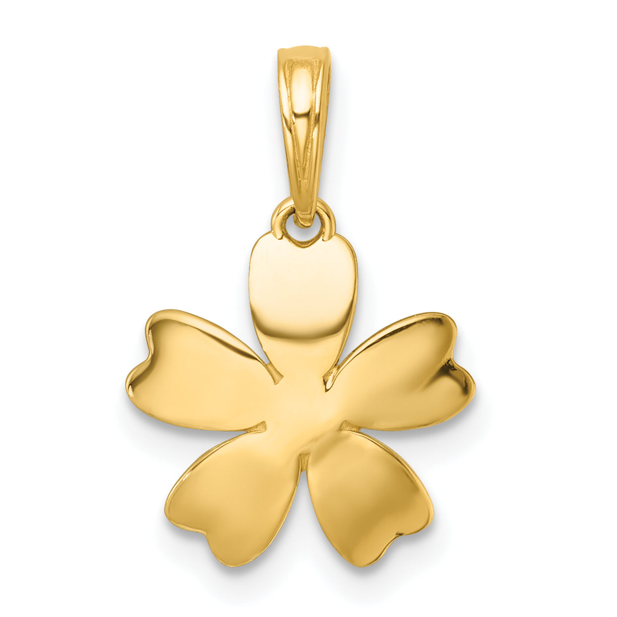 14k with White Rhodium Polished Blooming Flower Charm