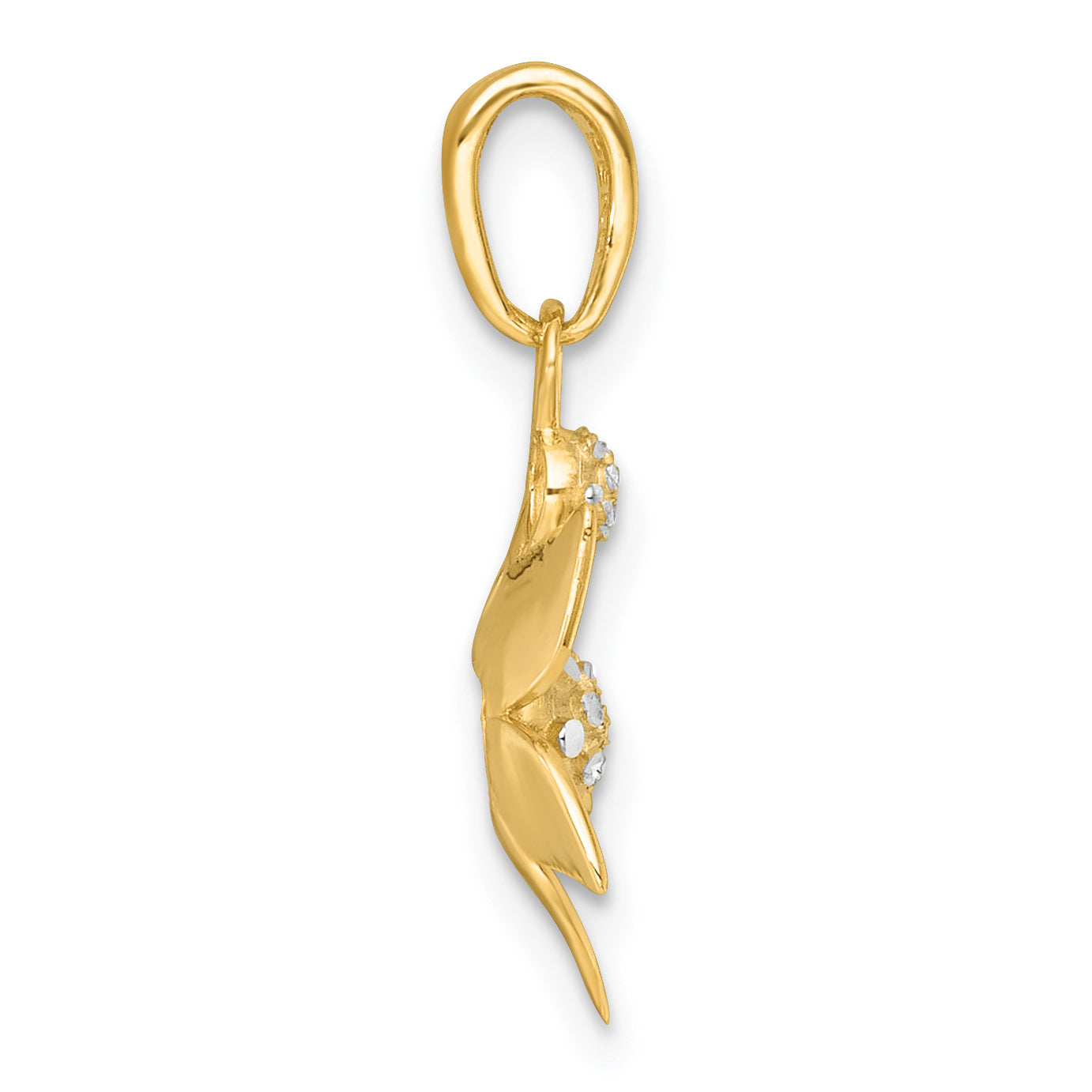 14k with White Rhodium Polished Blooming Flower Charm Secondary image