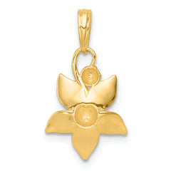 14k with White Rhodium Polished Blooming Flower Charm
