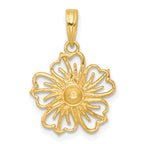 14k with White Rhodium Polished Fancy Pierced Flower Charm