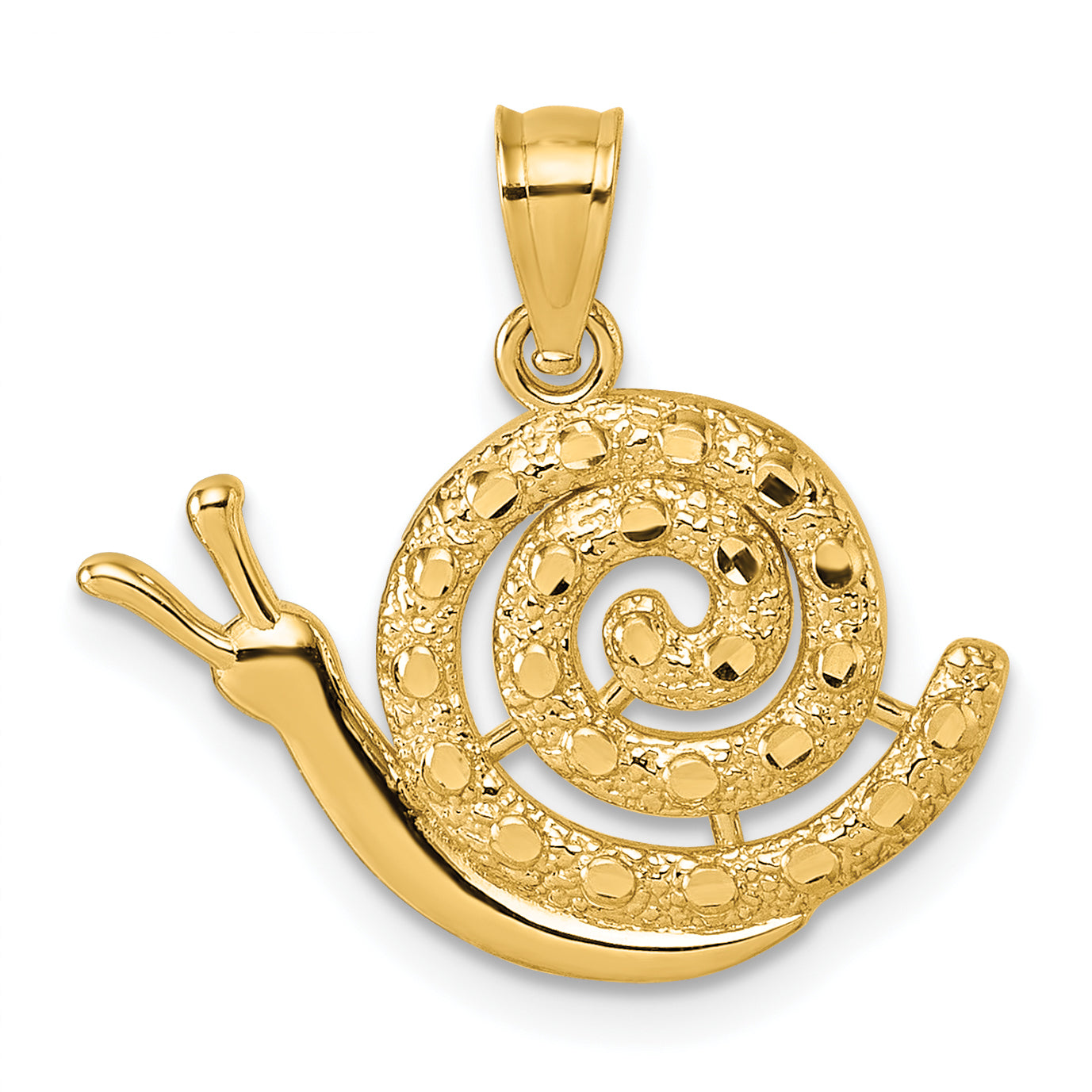 14k Polished Textured and Diamond-cut Snail Pendant Main image