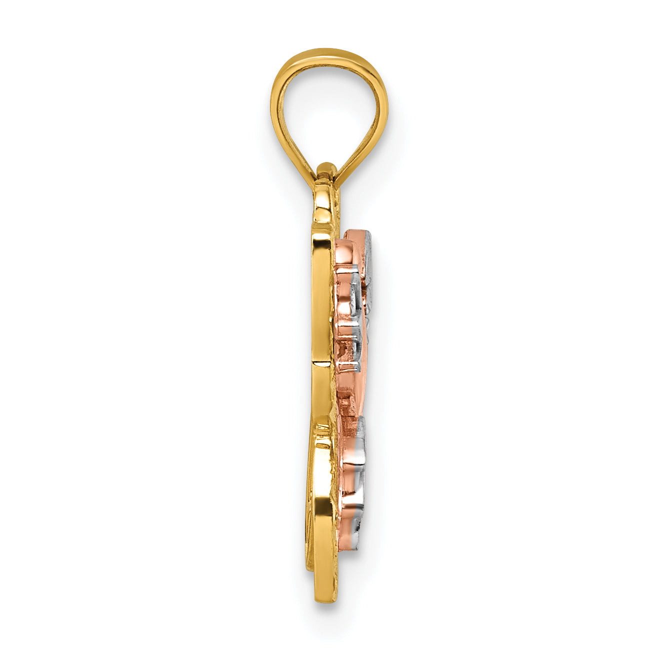 14k Two-tone with White Rhodium Diamond-cut Polished Cut-out Butterfly Pendant Secondary image