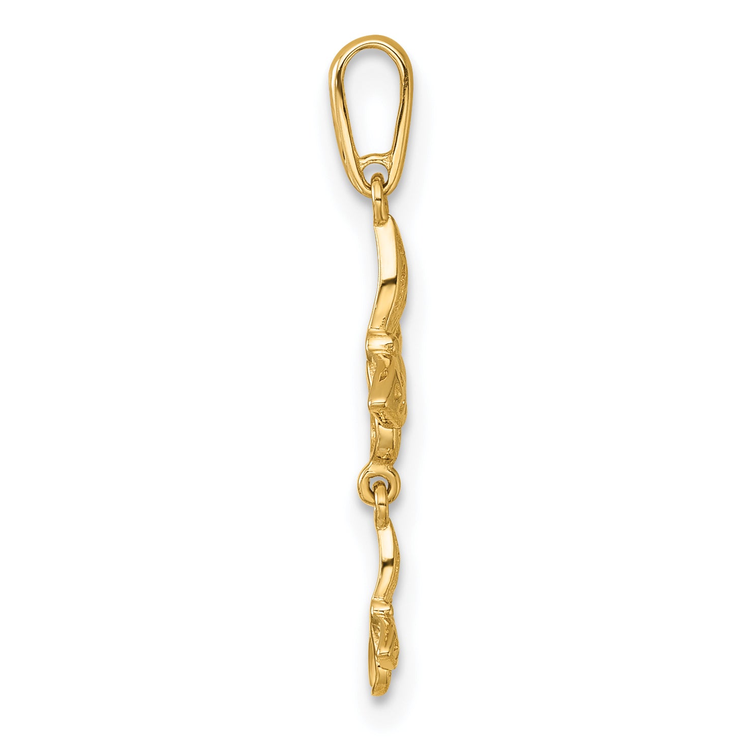 14k Polished Double Butterfly Dangle Charm Pendant Secondary image
