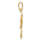 14k Polished Double Butterfly Dangle Charm Pendant