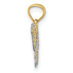 14k Polished with Rhodium Diamond-cut Filigree Butterfly Pendant