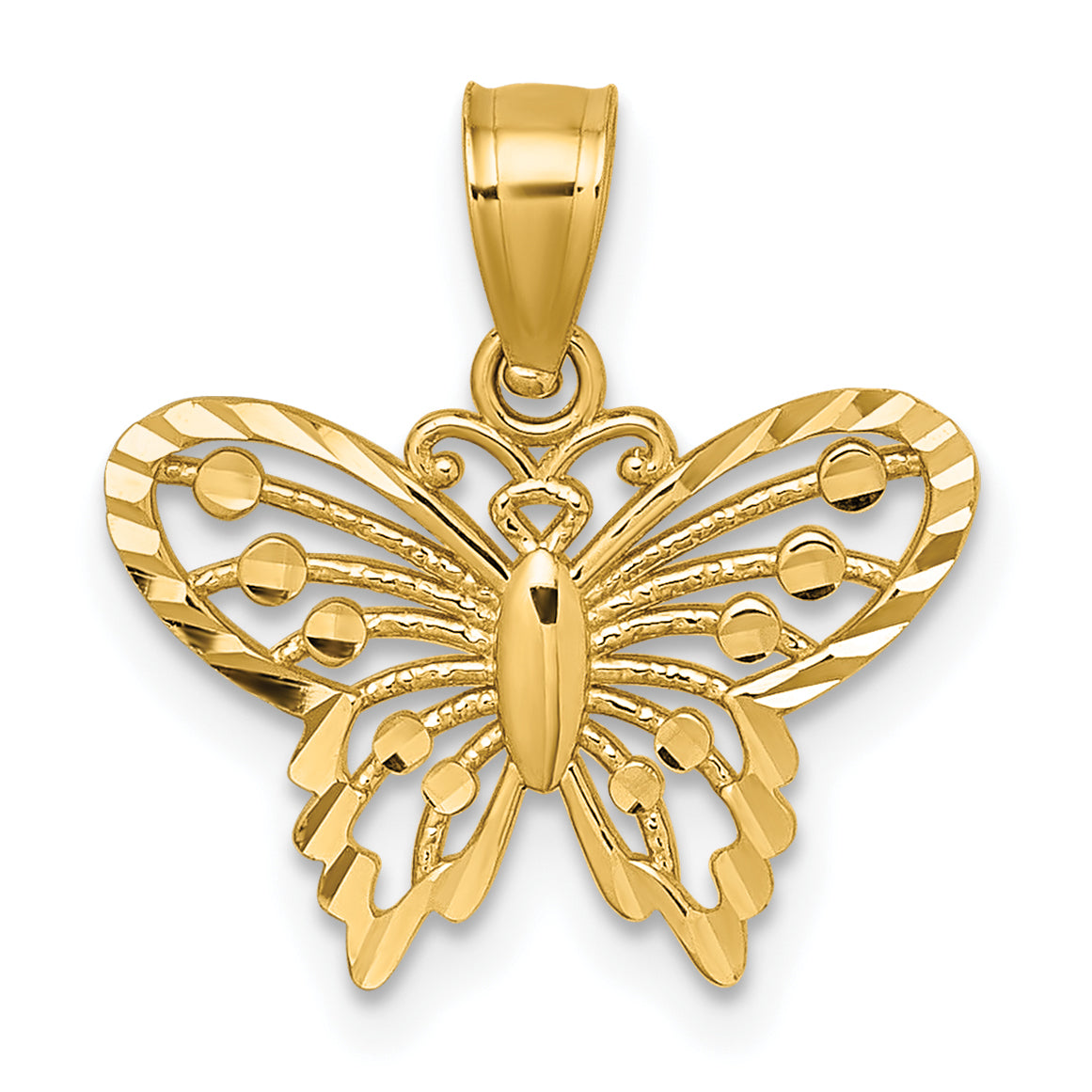14k Polished and Diamond-cut Cut-out Butterfly Pendant Main image