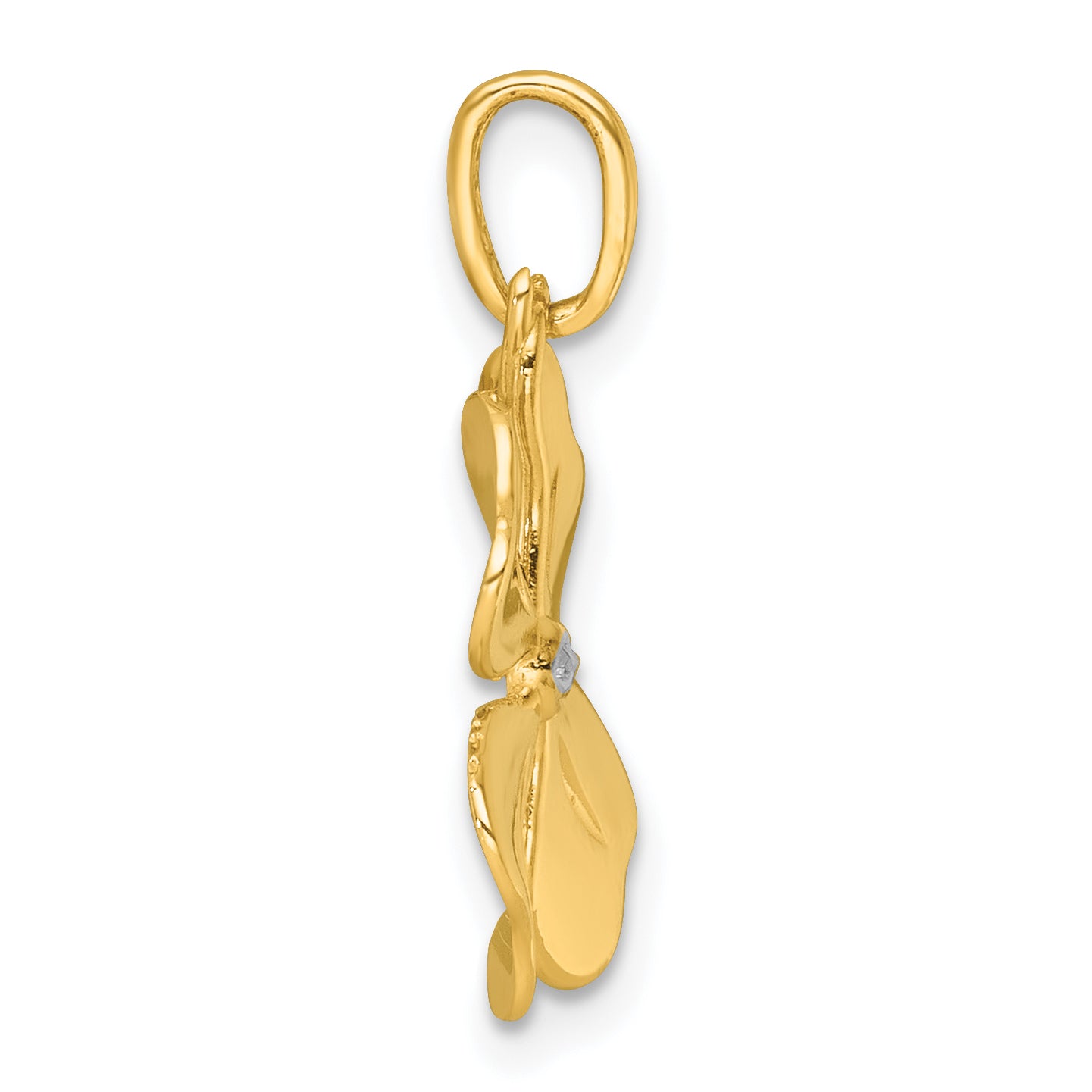 14k with White Rhodium Polished 4-Leaf Clover Charm Pendant Secondary image
