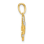 14k with White Rhodium Polished 3-Leaf Clover Charm