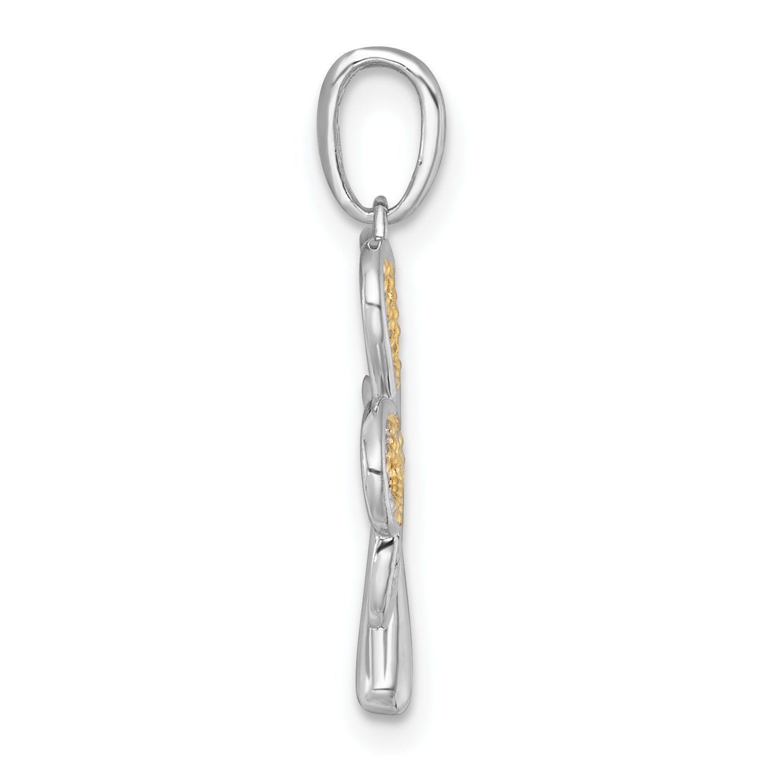 14k with White Rhodium Polished Fancy 3-Leaf Clover Charm