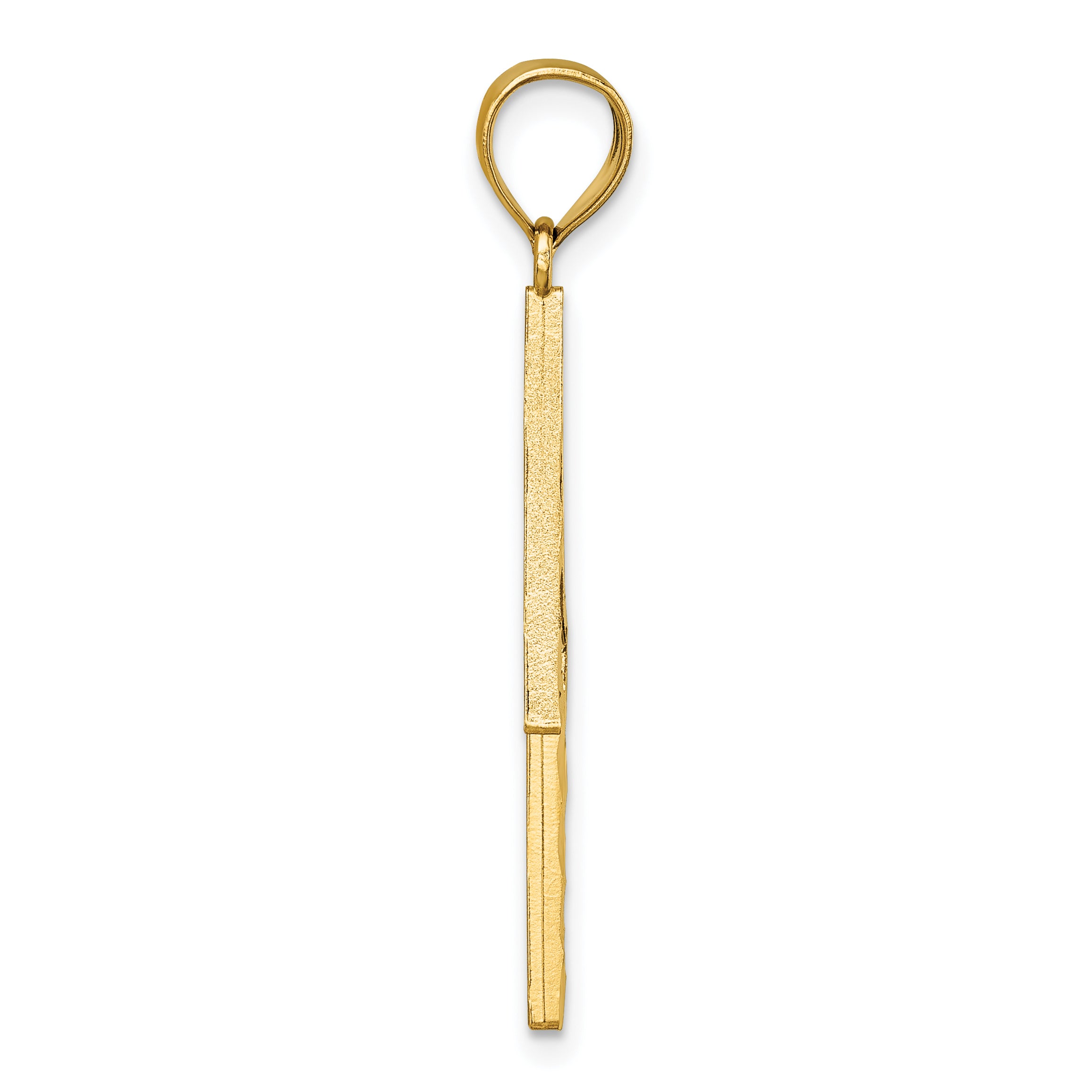 14k Polished Diamond-cut Textured Lighting Bolt Pendant