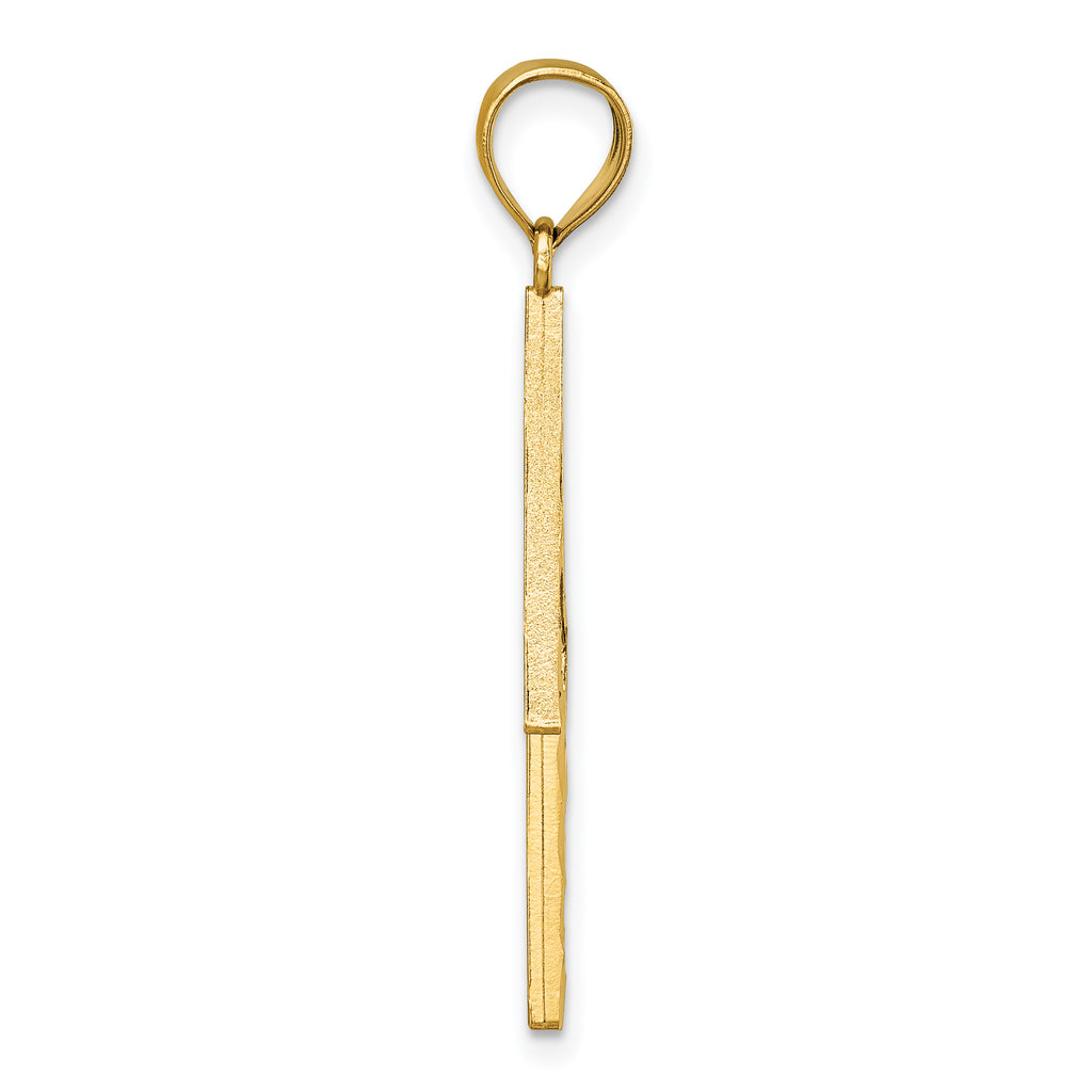 14k Polished Diamond-cut Textured Lighting Bolt Pendant