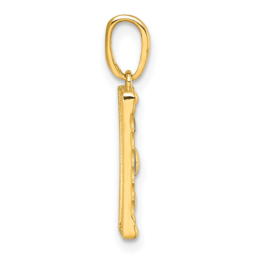 14k Polished Blue Enamel Moon Cycle Charm