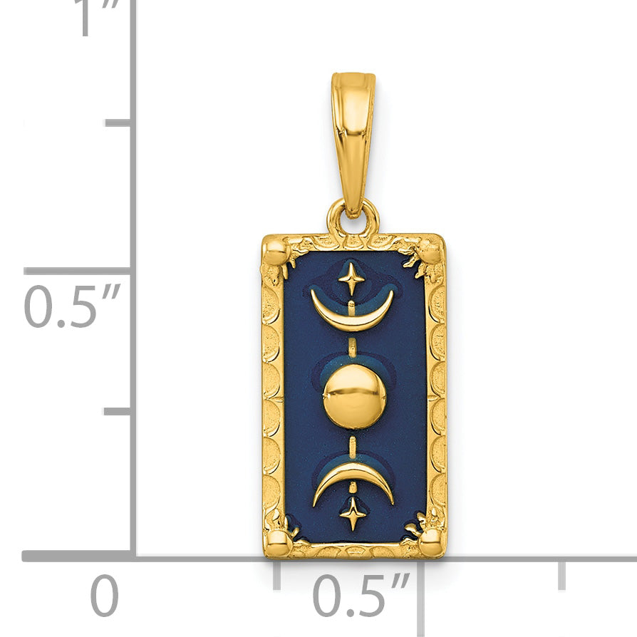 14k Polished Blue Enamel Moon Cycle Charm